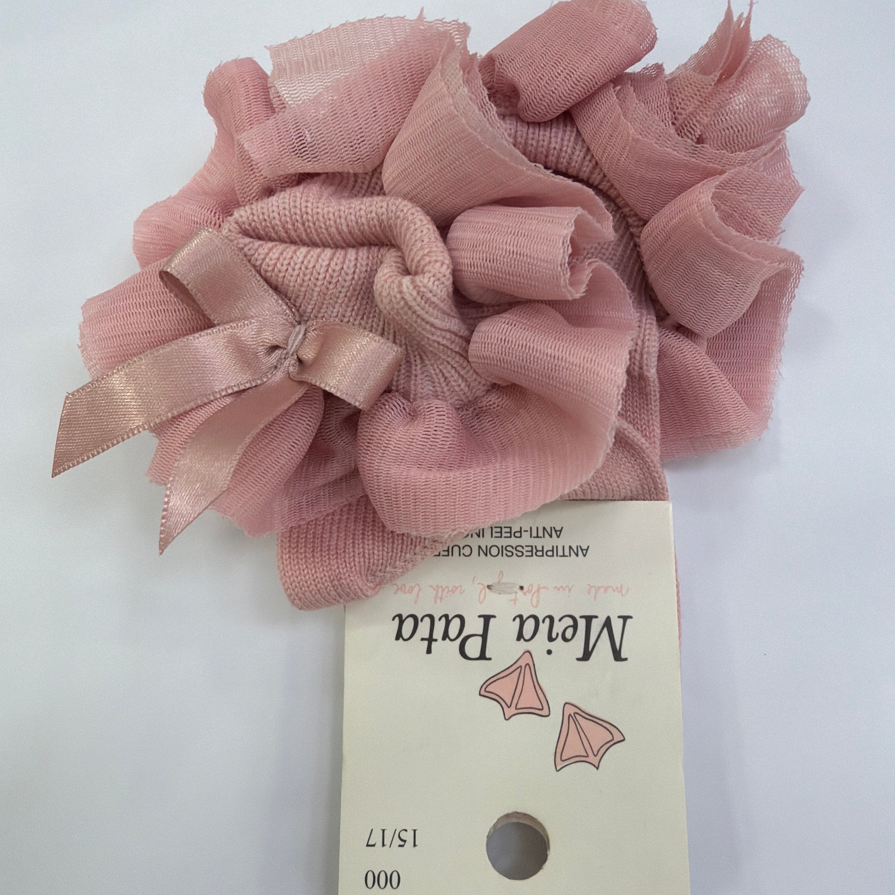Kurze Socken aus Baumwollgarn mit Tüllrouches Neugeborenes MEIA PATA 3037S