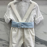 Completo Elegante Con Pantalone In Cotone Effetto Lino Neonato LA SARTORIA DEI PICCOLI L042