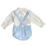 DEL SUR 1879 Neugeborenenanzug mit Samtoverall und Hemd