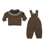 Completo Con Salopette E Maglioncino In Lana Marrone Neonato WEDOBLE I2308310A