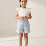 Pantaloncino In cotone a Righe Celeste-Bianco Neonata SARABANDA 2593