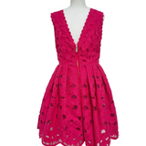 Abito Elegante Traforato e Scollato sul Retro Bambina Fucsia Fun&Fun FNJDR1192