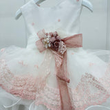 Abito Elegante Smanicato In Tulle E Pizzo Neonata MIMILU' 1746