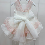 Abito Elegante Smanicato In Tulle E Pizzo Neonata MIMILU' 1746