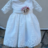 Abito Elegante Battesimale Con Manica 3/4 In Pizzo Neonata MIMILU' 1729