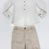 Completo Camicia E Bermuda in Misto Cotone Beige Neonato DEL SUR 1242