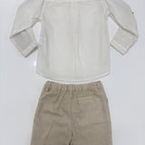 Completo Camicia E Bermuda in Misto Cotone Beige Neonato DEL SUR 1242