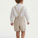 Eleganter dreiteiliger Anzug aus Baumwolle und Leinen für Neugeborene BUFI M0038A