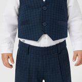Baby Blue Houndstooth Cotton Waistcoat MANUELL &amp; FRANK MF5118I