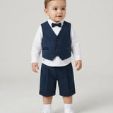 Baby Blue Houndstooth Cotton Waistcoat MANUELL &amp; FRANK MF5118I
