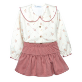 Completo Blusa Con Gonna Rosa Antico Bambina CALAMARO 11415