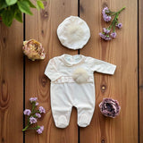 Set tutina in caldo cotone con Basco Neonata Rosa Ninnaoh