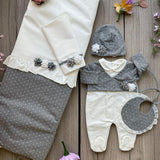 Set In Caldo cotone a  Poise Neonata Grigio Ninnaoh