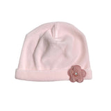 Cappello In Ciniglia Con Fiore In Ecopelliccia Rosa Neonata NINNAOH I2383
