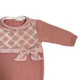 Tutina Intera In Lana 100% Con Tulle E Fiocco Neonata NINNAOH I23301TF