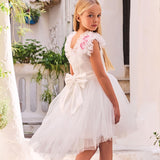 Abito Smanicato Elegante In Tulle Bambina SARABANDA G449