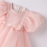 Abito Elegante Mezza Manica In Organza Neonata SARABANDA 8261