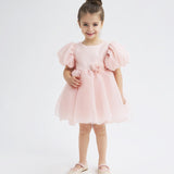 Abito Elegante Mezza Manica In Organza Bambina SARABANDA 8261