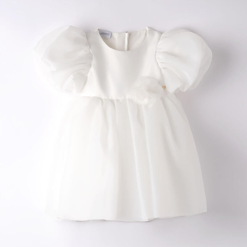 Abito Elegante Mezza Manica In Organza Neonata SARABANDA 8261