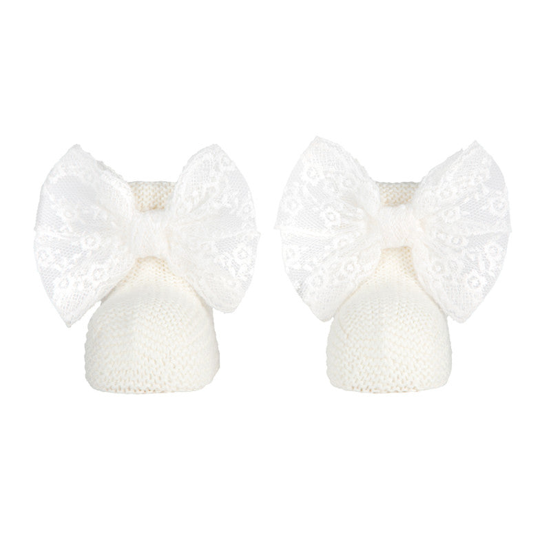 Babbucce Con Fiocco In Pizzo Neonata CONDOR 2935