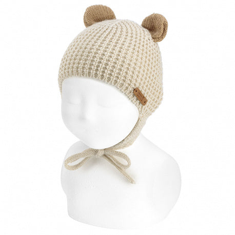 Babymütze mit geprägtem Strick und Ohrringen CONDOR 55052