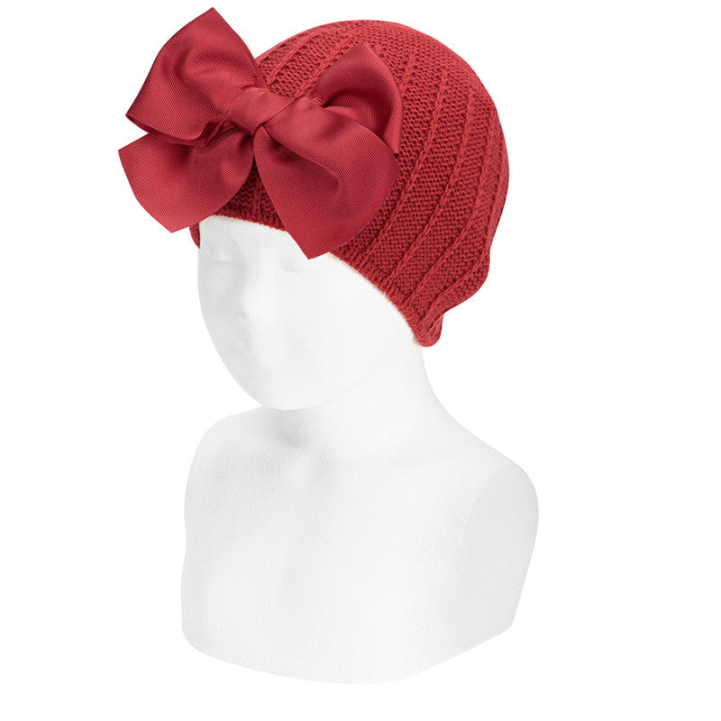 Mütze aus warmer Baumwolle mit Krausrippen und Riesenschleife für Mädchen CONDOR 50047