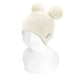 Gerippte Strickmütze mit 2 Bommeln für Neugeborene CONDOR 50021