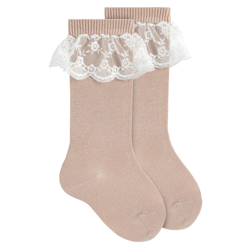 Calze Lunghe Con Pizzo Neonata CONDOR 2471