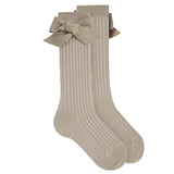 Calze Lunghe a coste con Fiocco in Caldo Cotone Millerighe Bambina CONDOR 2486