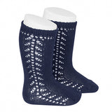 Warme lange Baumwollsocken mit seitlicher Perforation für Mädchen CONDOR 2592