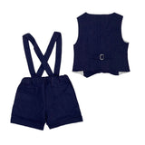 A&amp;J A&amp;J325 Kinderanzug aus Leinenmischung mit Bermudas und Weste