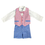 Anzug aus Leinenmischung mit Bermudahemd und gestreifter Weste für Neugeborene NINNAOH E22298