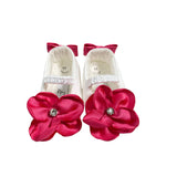 Krippenschuhe Ballerina Modell aus Satin mit Blume Baby Girl PETIT 0115659