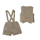 A&amp;J A&amp;J325 Neugeborenen-Anzug aus Leinenmischung mit Bermudas und Weste