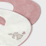 Set 2 bavaglini impermeabili in ciniglia Rosa Antico neonata Mayoral 9138F