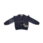 Cardigan In Misto Lana Blu Con Barboncino Neonata Dr Kid 304 - DR.KID - LuxuryKids