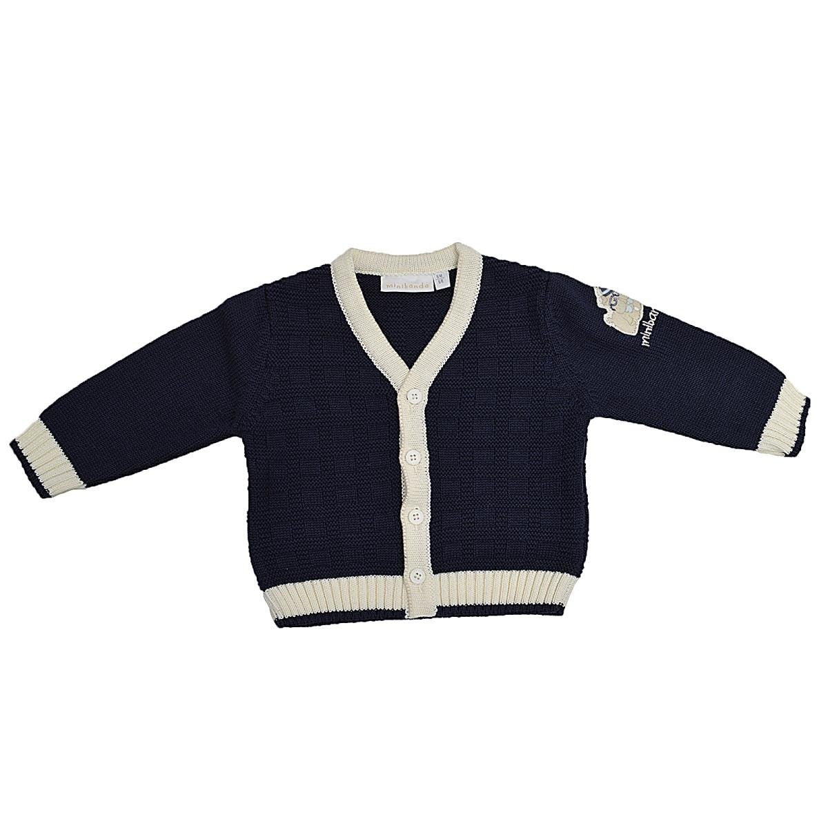 Cardigan in Misto Lana Blu Neonato Minibanda F748 - MINIBANDA - LuxuryKids