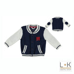 Cardigan in Misto Lana Blu-Bianco Neonato Minibanda R611 - MINIBANDA - LuxuryKids