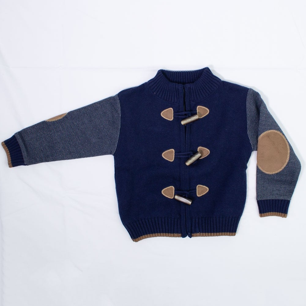 Cardigan In Misto Lana Con Zip Blu Con Alamari Neonato Dr Kid 501 - DR.KID - LuxuryKids