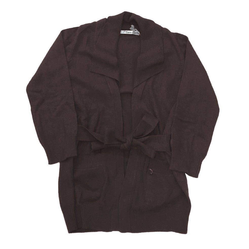 Cardigan In Misto Lana Marrone Bambina Take Two M02534 - TAKE TWO - LuxuryKids