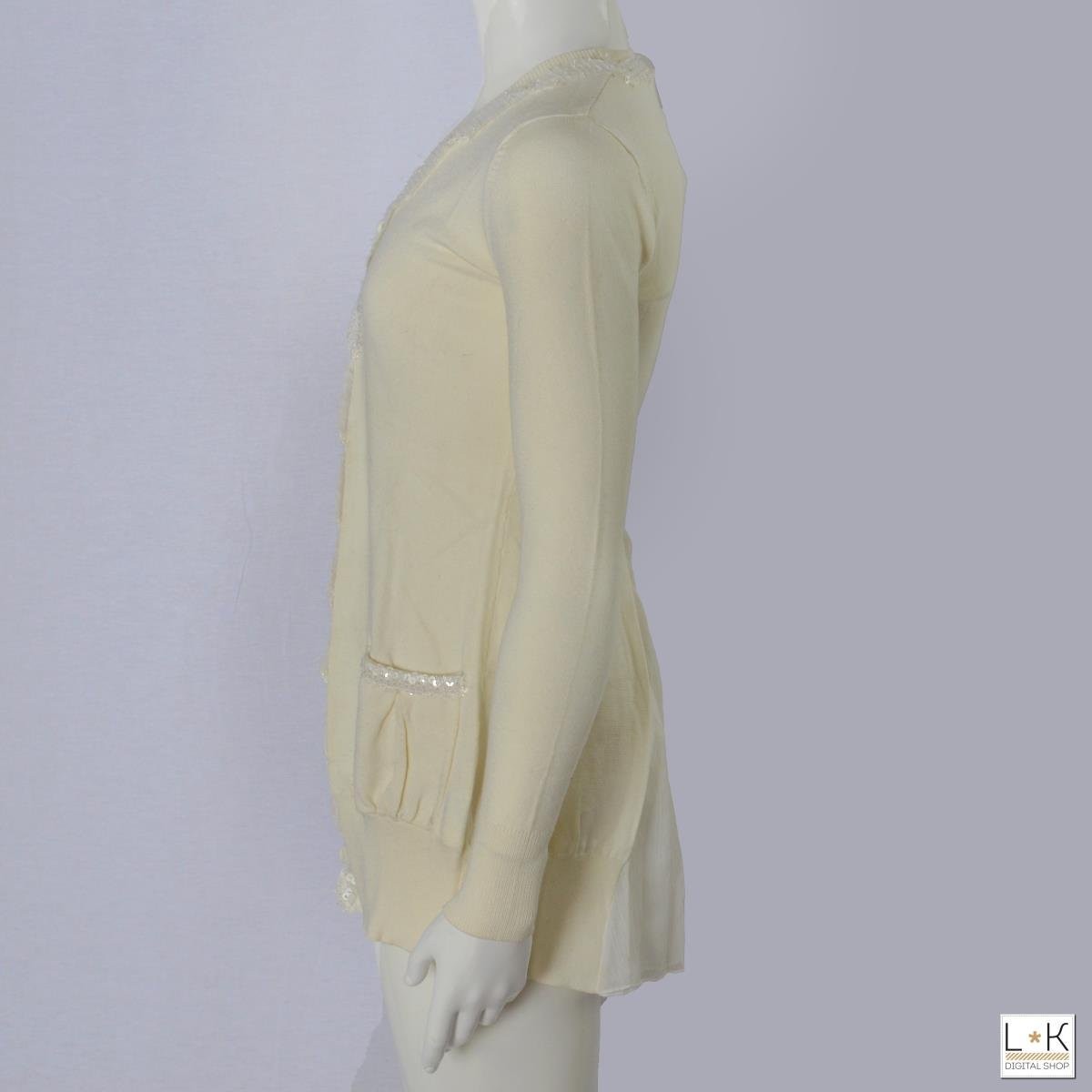 Cardigan In Misto Lana Panna Bambina Fun&Fun FUNJSW0013 - FUN&FUN - LuxuryKids