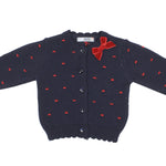 Cardigan Misto Lana Blu con Pois Rossi Neonata Dr. Kids 303 - DR.KID - LuxuryKids
