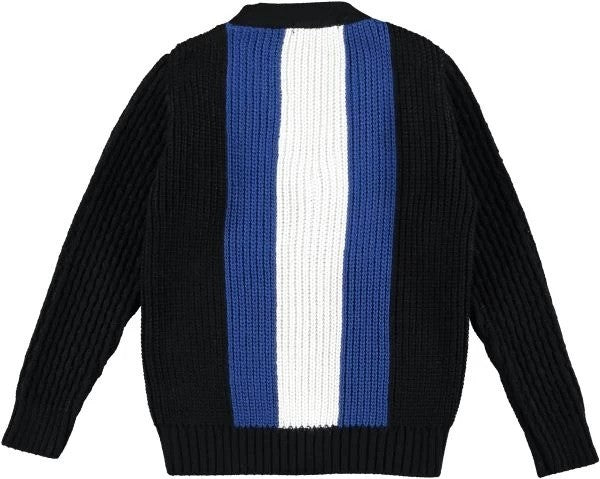 Cardigan Misto Lana Blu e Nero Bambino Manuell&Frank MF4156B - MANUELL&FRANK - LuxuryKids