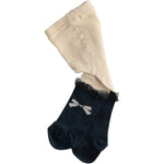 Collant Caldo Cotone stretch bicolor Blu Panna per Neonata MINIBANDA 1346 - SARABANDA - LuxuryKids