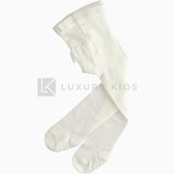 Collant In Misto Cotone Stretch Con Rouche Panna Neonata Minibanda J353 - MINIBANDA - LuxuryKids