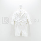 Completo 4 Pezzi Bianco Seta In Velluto Battesimo Neonato Creazioni Luana 3150 - CREAZIONI LUANA - LuxuryKids