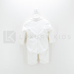 Completo 4 Pezzi Bianco Seta In Velluto Battesimo Neonato Creazioni Luana 3150 - CREAZIONI LUANA - LuxuryKids