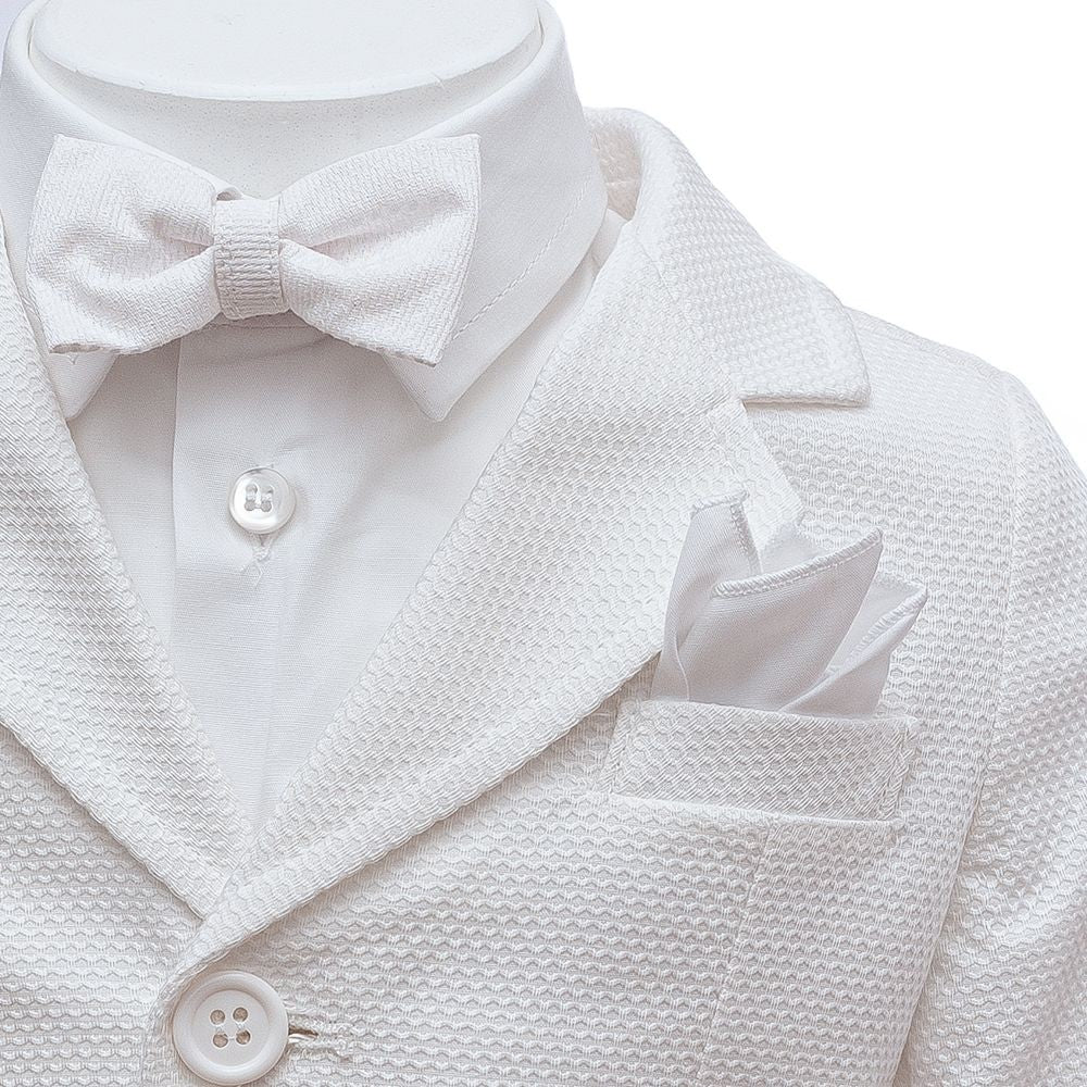 Completo 4 Pezzi Elegante Cotone Bianco Neonato BUFI B5100A - BUFI - LuxuryKids