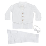 Completo 5 Pezzi Elegante In Raso Panna Neonato Le Petits Enfants MARIANO - LE PETITS ENFANTS - LuxuryKids