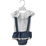 Completo camicia Con Salopette Bianco Neonata Fina Ejerique P18A2106 - Fina Ejerique - LuxuryKids